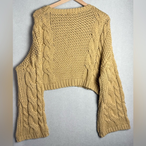 Missguided Women's Cable Knit Crop Top Sweater Mustard Yellow US size 6/8 - Picture 10 of 10